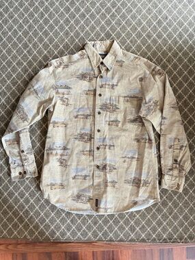 Vintage Woolrich Beige Printed Lightweight Shirt Jacket